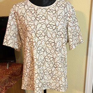 JM Collection Cream Floral Lace Tunic